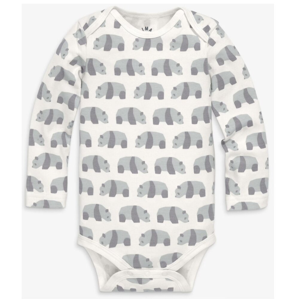 Primary Panda Print Long Sleeve Onesie - 12-18 months